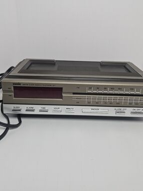 Sonic AM/FM Clock Radio & Telephone Set - Gray